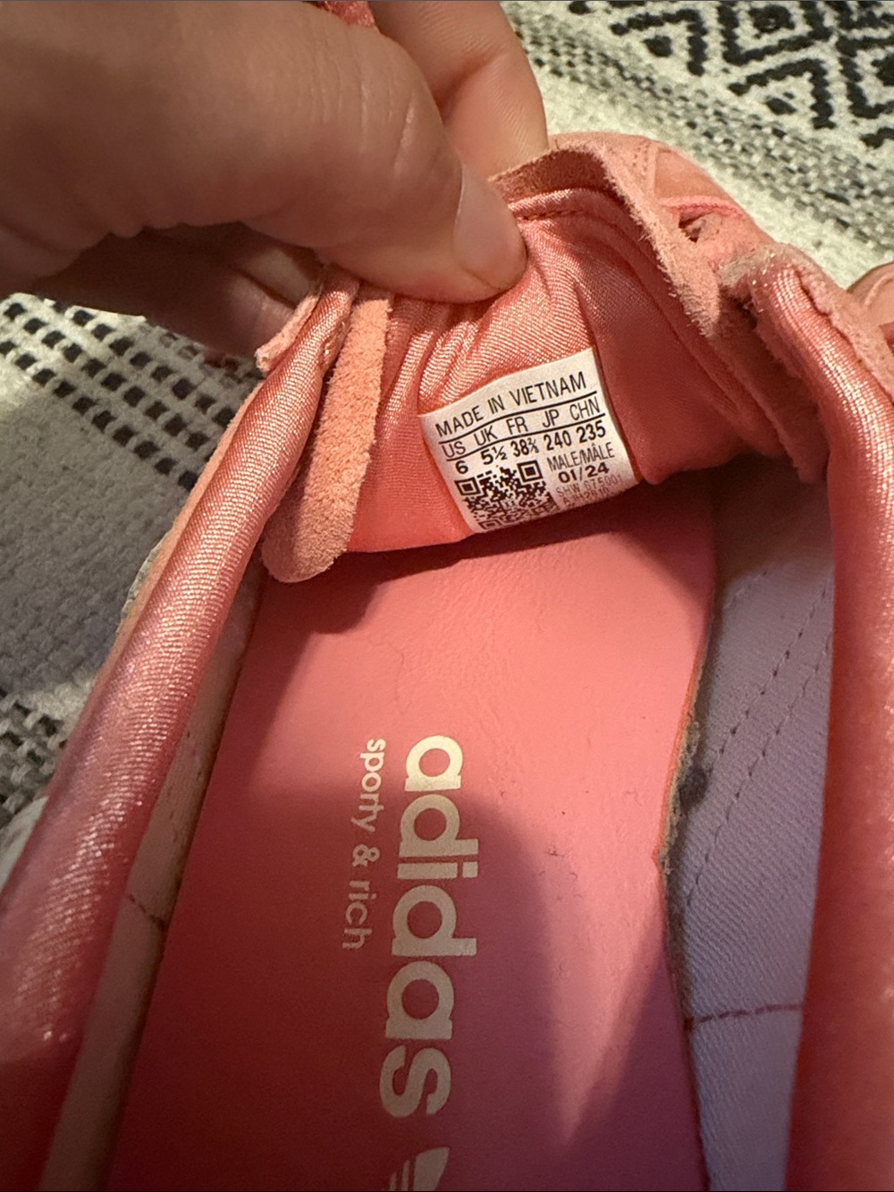 adidas Pink Suede Sneakers with Cream Stripes - Picture 3 of 7